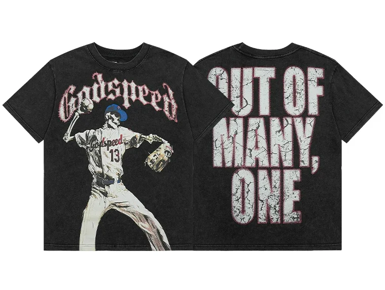 Camiseta Godspeed "Baseball Skull" Heavyweight Tee - Vintage Black