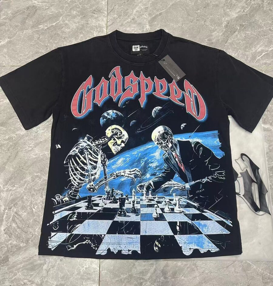 Camiseta Godspeed "Space Chess" Heavyweight Tee - Washed Black
