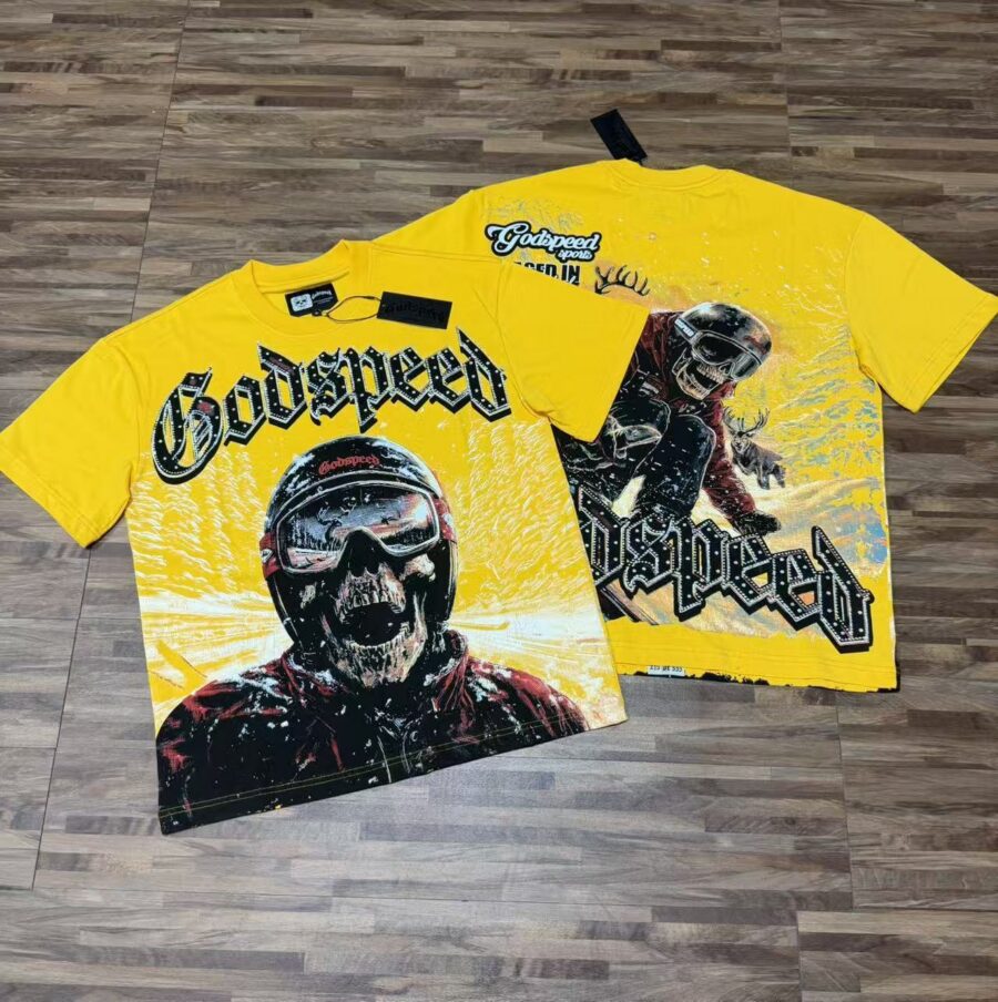 Camiseta Godspeed "Ski Skull" Heavyweight Tee - Yellow